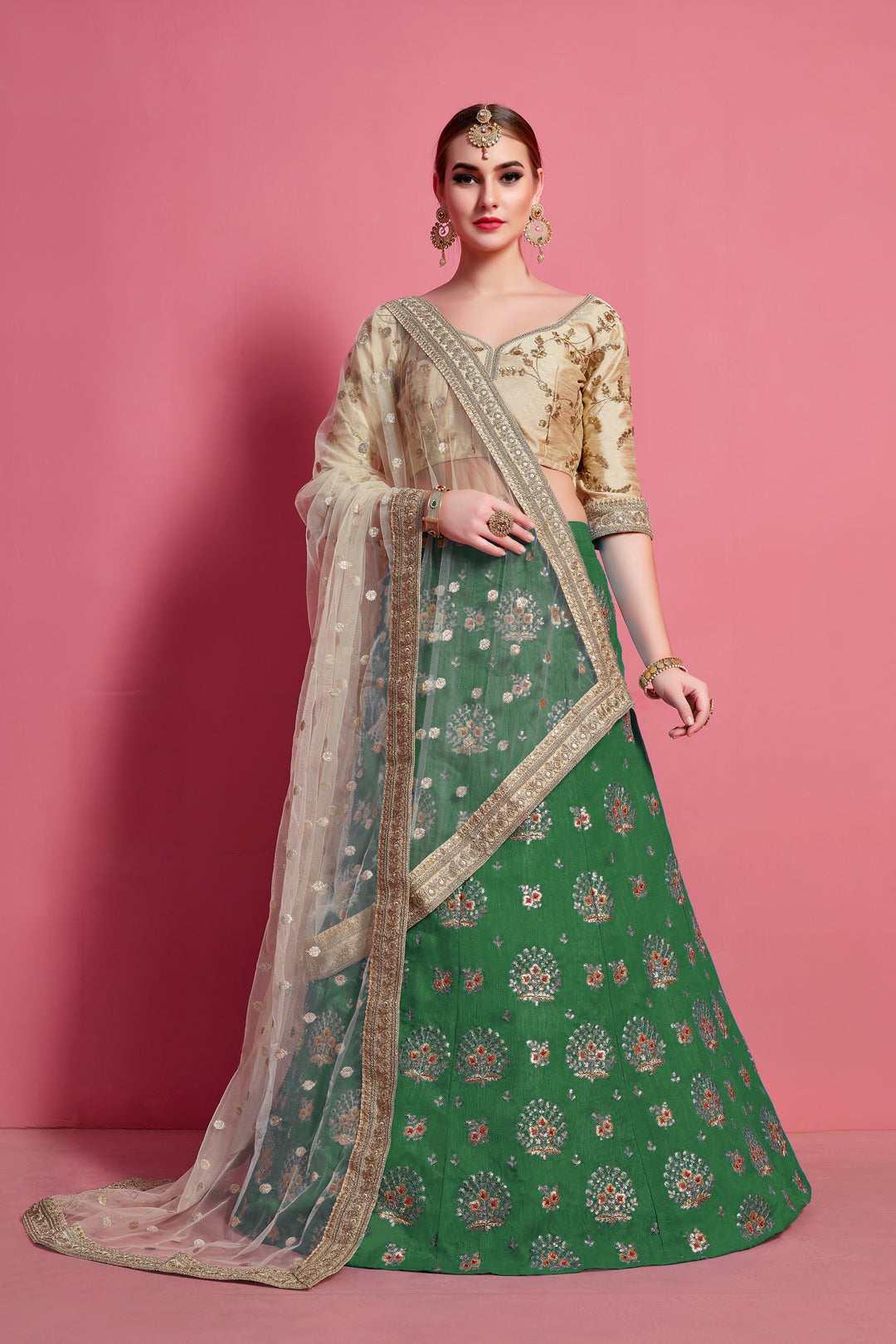 Elegant Art Silk Embroidered Lehenga Choli | Bridal Party Wear