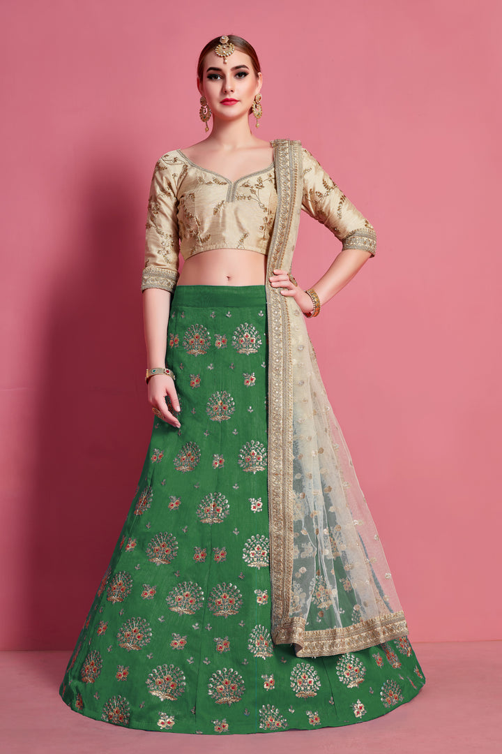 Elegant Art Silk Embroidered Lehenga Choli | Bridal Party Wear