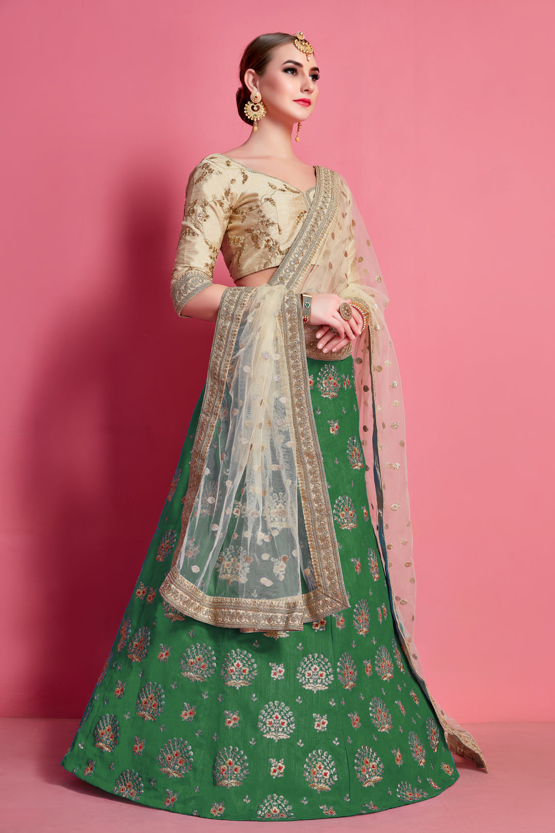 Elegant Art Silk Embroidered Lehenga Choli | Bridal Party Wear