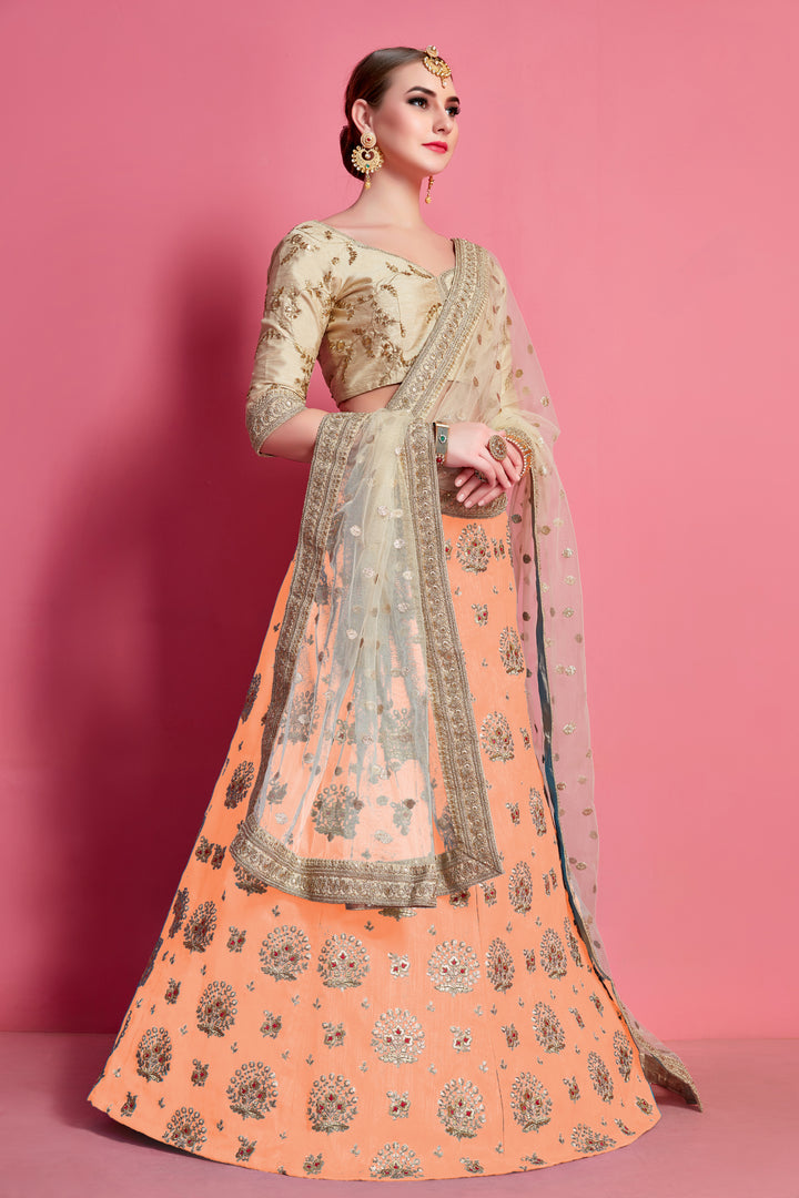 Elegant Art Silk Embroidered Lehenga Choli | Bridal Party Wear