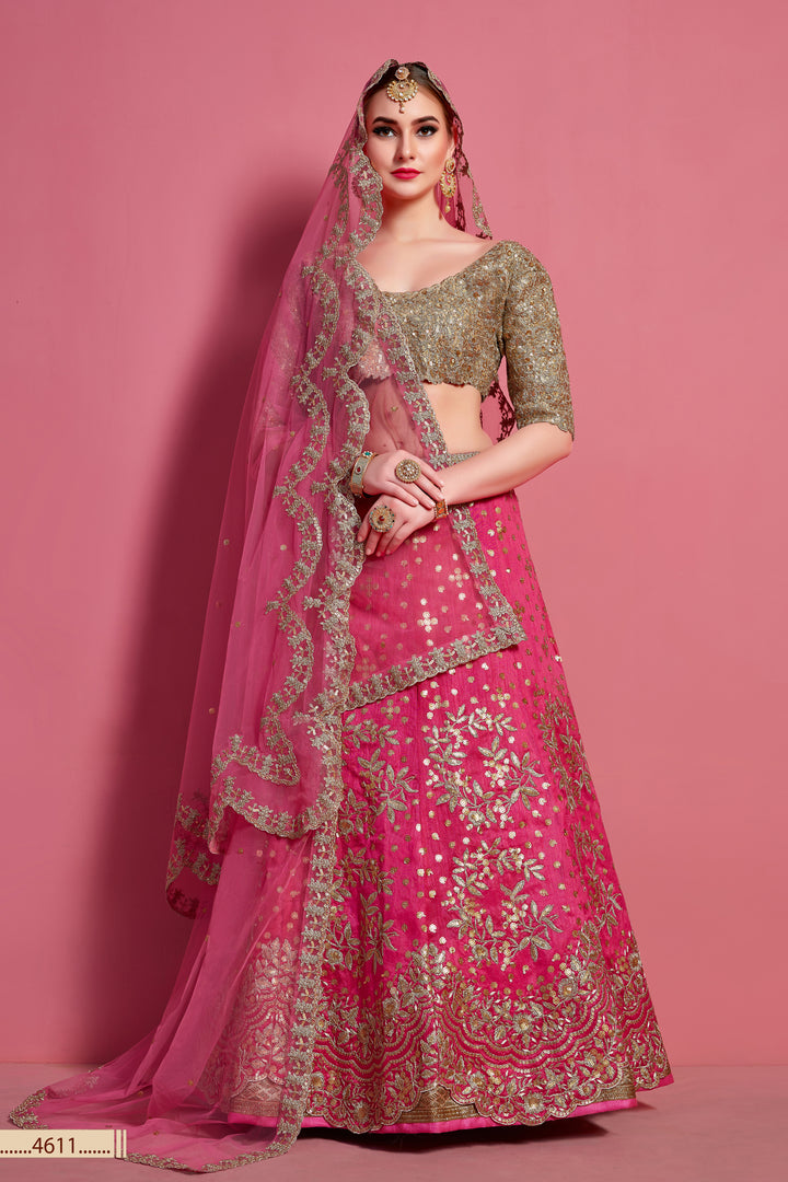 Perfect Pink Lehenga Choli Set | Art Silk with Soft Net Dupatta