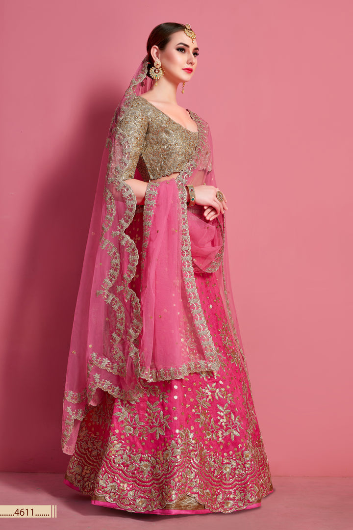 Perfect Pink Lehenga Choli Set | Art Silk with Soft Net Dupatta