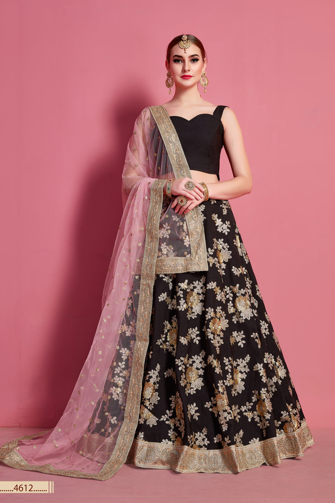 Traditional Black Lehenga Choli Set with Dupatta | Bridal & Festive Wear