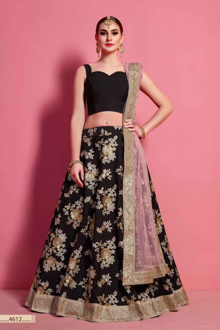 Traditional Black Lehenga Choli Set with Dupatta | Bridal & Festive Wear