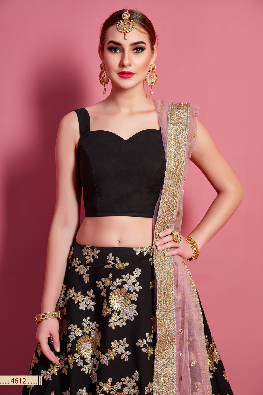 Traditional Black Lehenga Choli Set with Dupatta | Bridal & Festive Wear