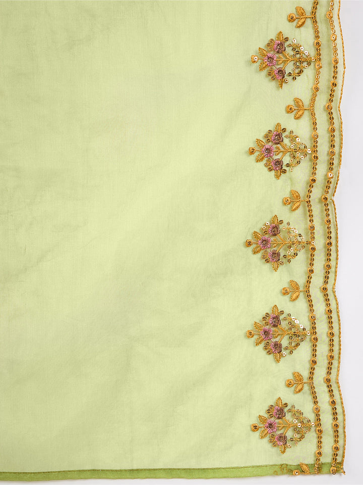 Incredible Mustard Yellow Embroidered Chinon Salwar Kameez