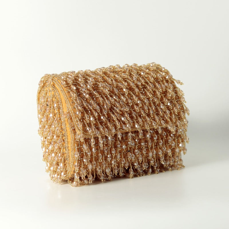 Rosa Beaded Flap Clutch Bag | Artisanal Stylish Purse for Parties