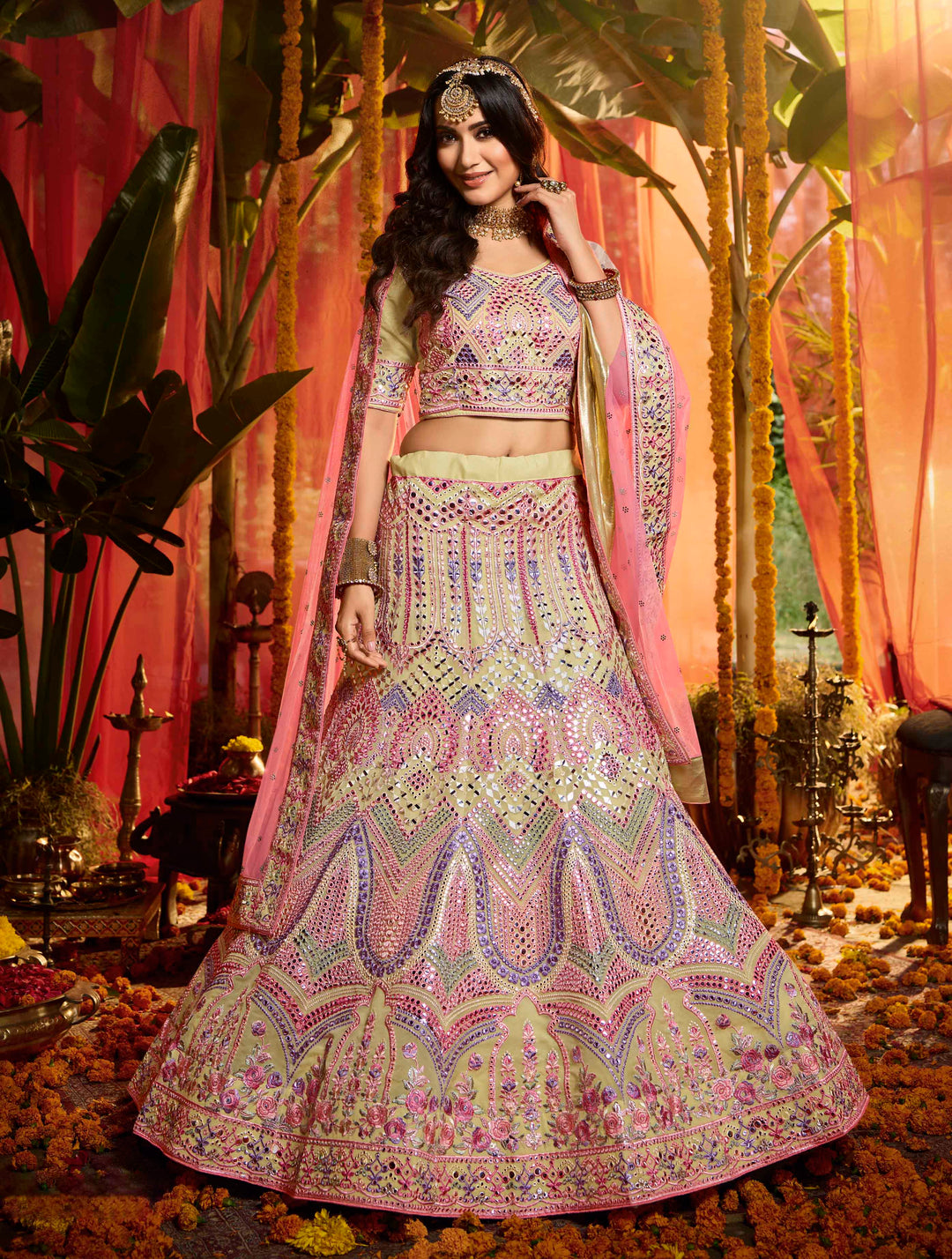 Off-White Bridal Lehenga | Pure Organza Lehenga Choli for Weddings