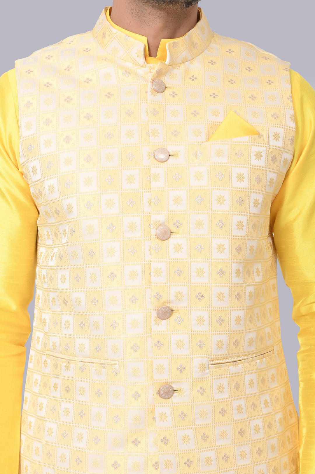 Geometric Printed Jacket Kurta Set | Stylish Festive Cotton Blend Wear