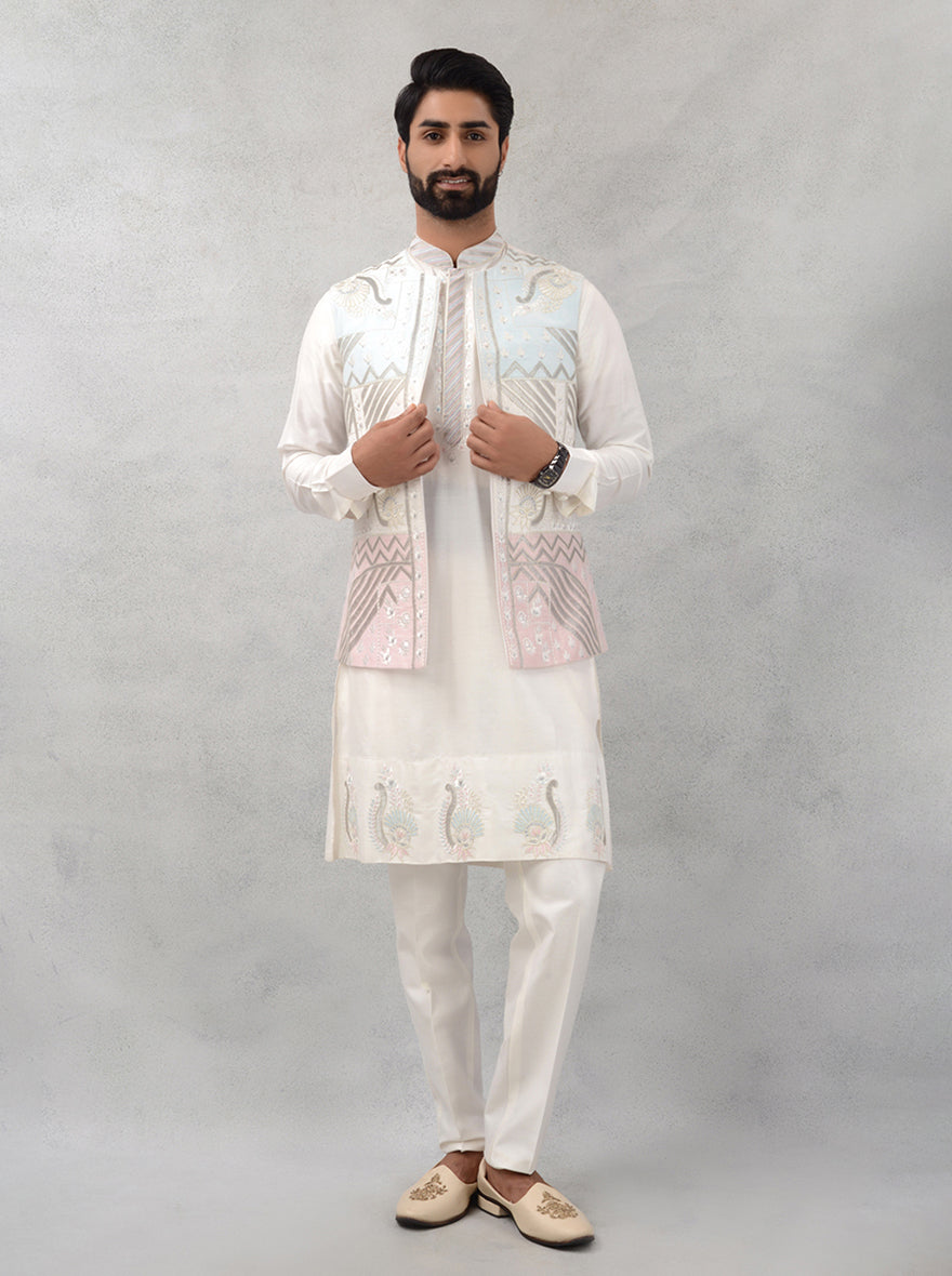 Designer cream kurta set for memorable moments.