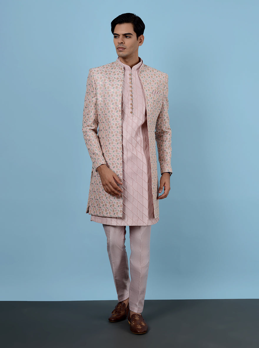 Unique onion peach men’s ethnic outfit, traditional wear