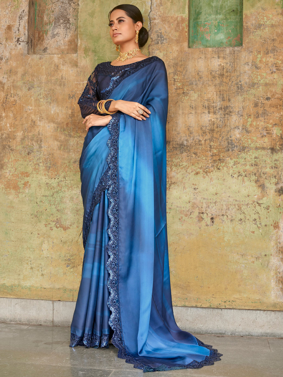 Blue silk saree crafted for elegance and style.