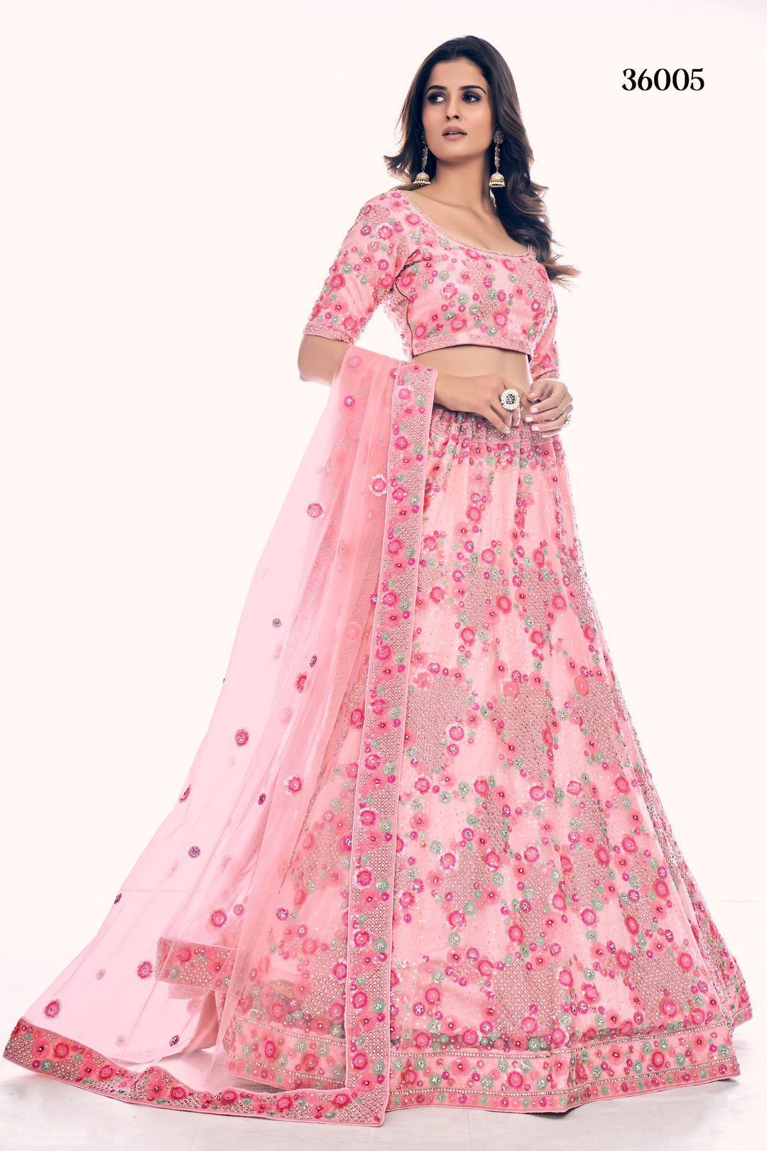 Designer Soft Net Lehenga Choli Set | Bridal Embroidered Lehenga for Women