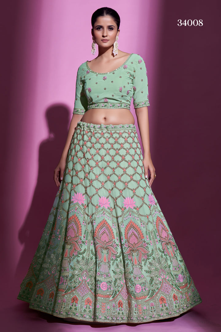 Georgette Lehenga with Zari & Stone Embroidery | Designer Party Wear