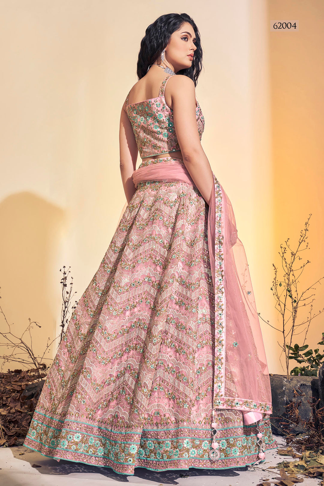 Handwork Soft Net Lehenga | Thread Embroidered Festive Wear for Women