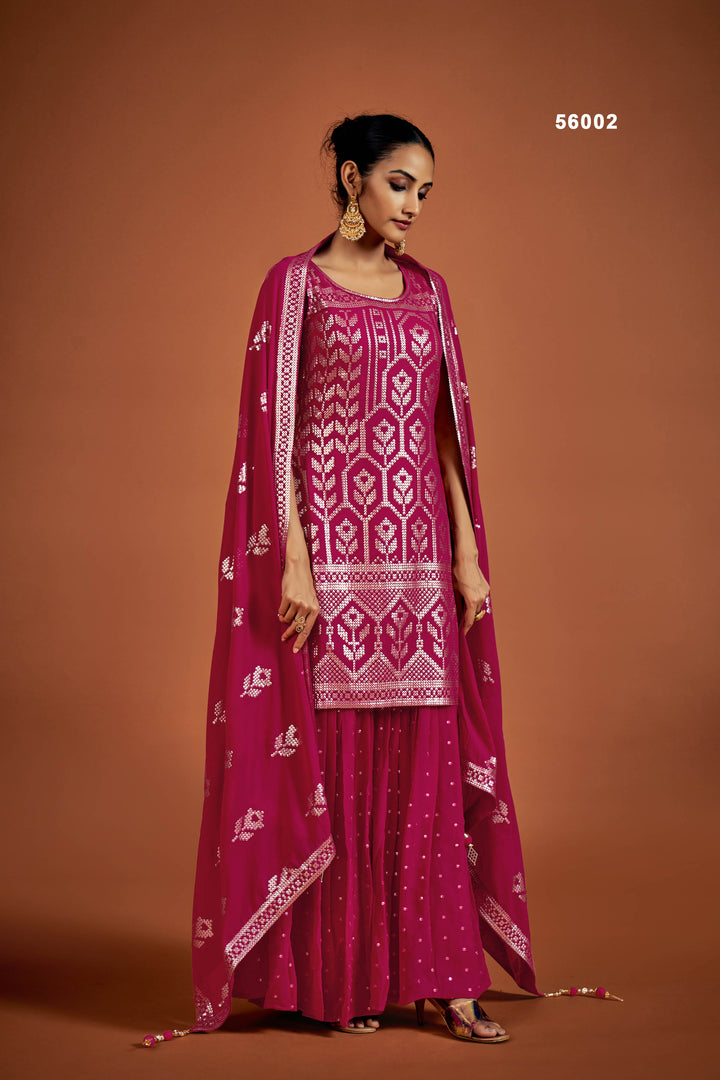 Pink Georgette Salwar Suit | Stylish Sequins Work Outfit