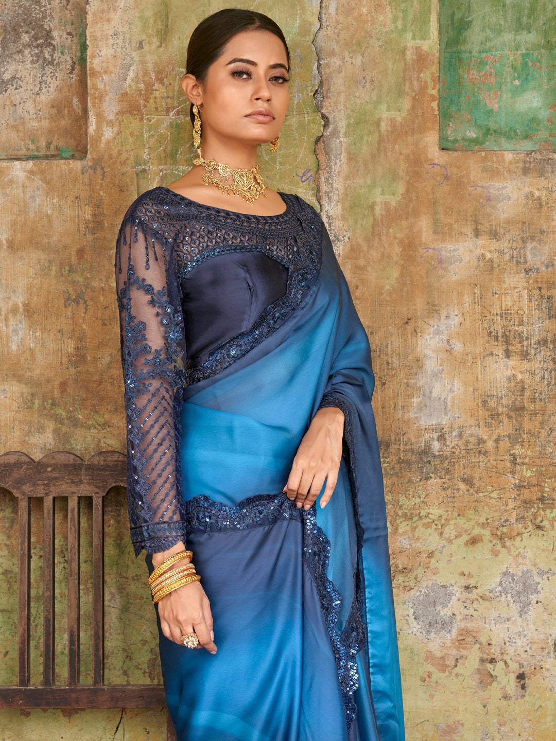 Vibrant color luxurious fabric exclusive attire crafted for elegance and style.