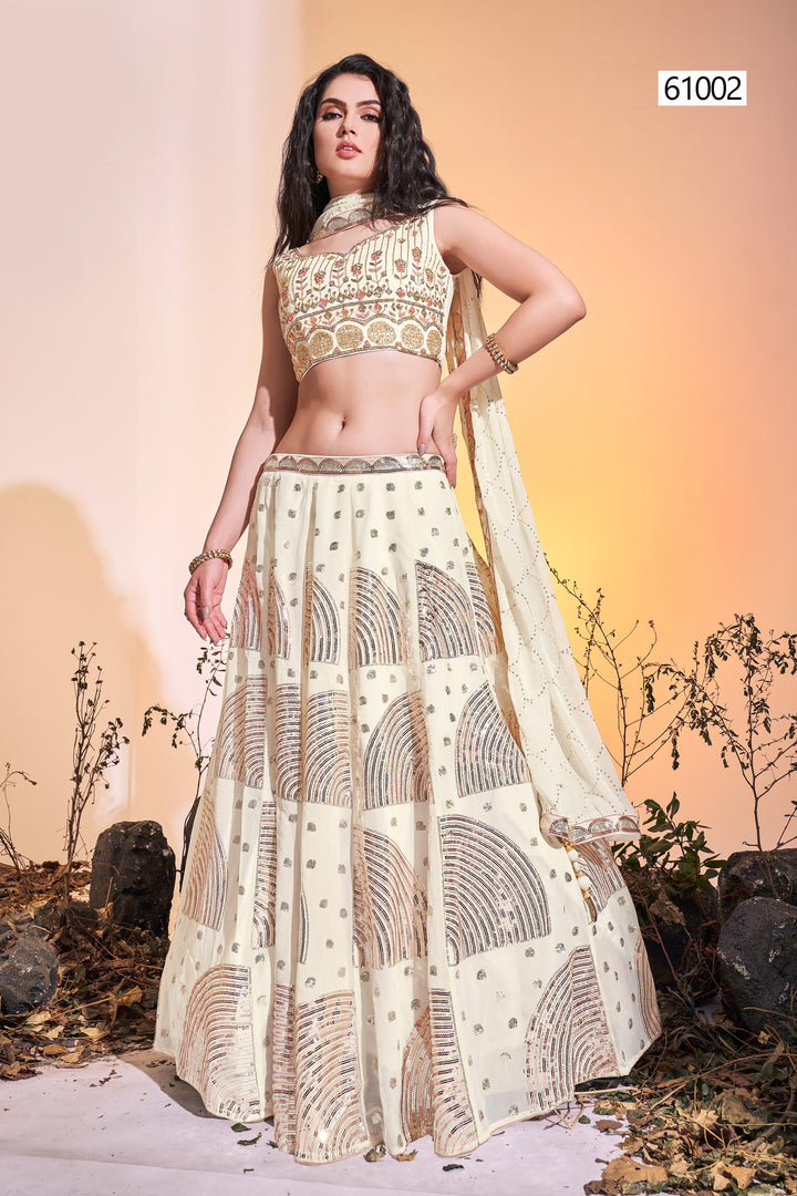 Georgette Ready-to-Wear Lehenga | Sequins Embroidered Blouse & Dupatta