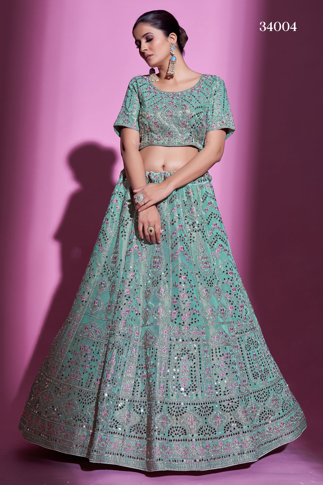 Gota Silk Lehenga with Sequins & Mirror Work | Designer Party Wear for Women