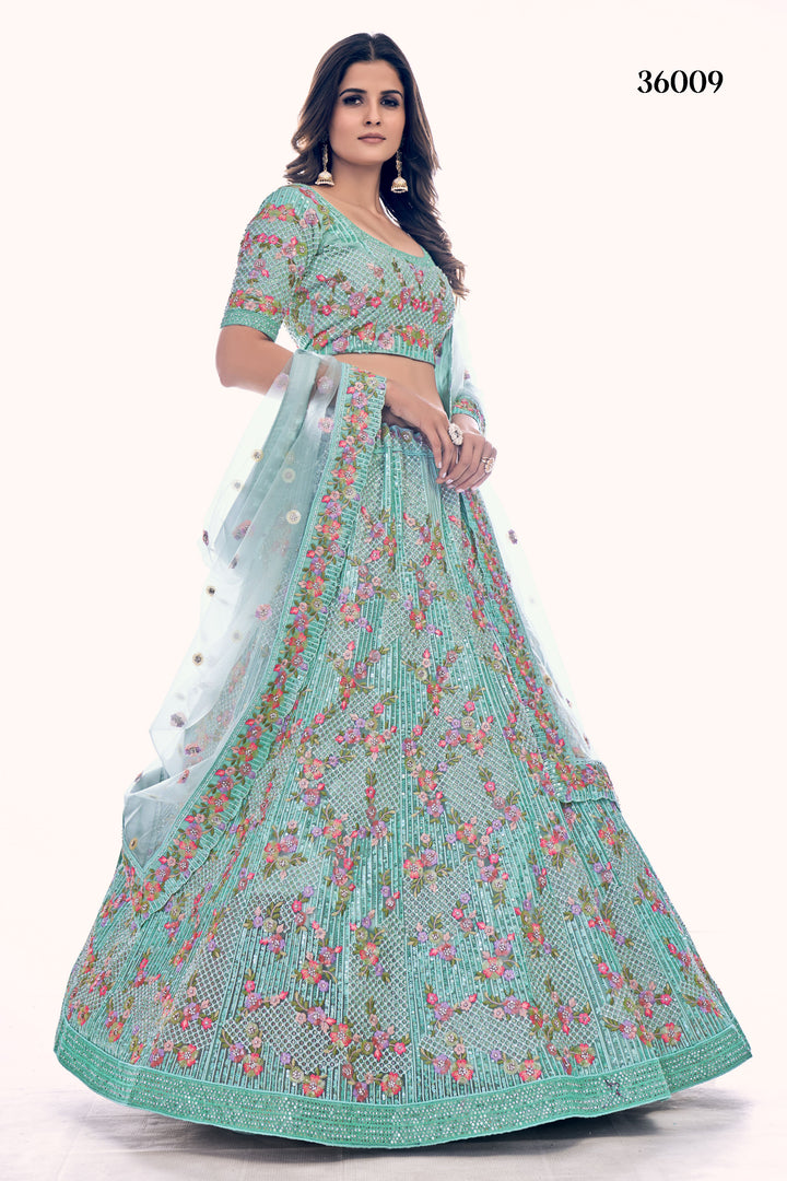 Intricate Embroidered Bridal Lehenga | Designer Soft Net Wedding Outfit