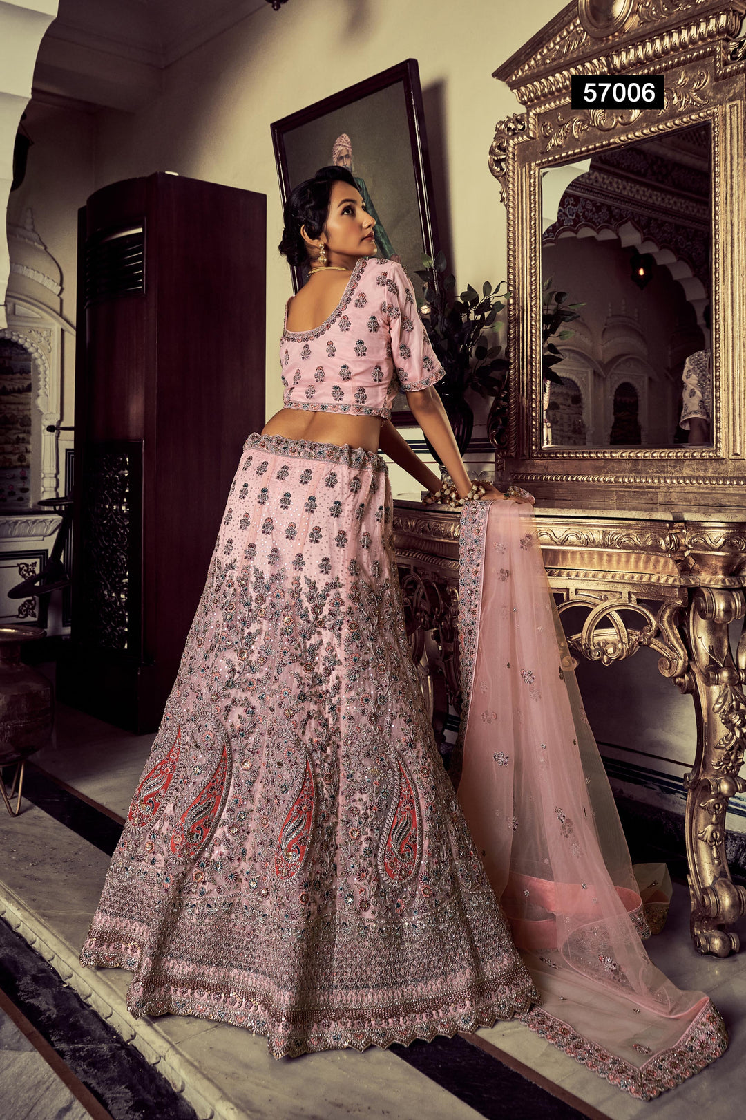 Pink Soft Net Lehenga Choli | Embroidered Bridal Lehenga for Women