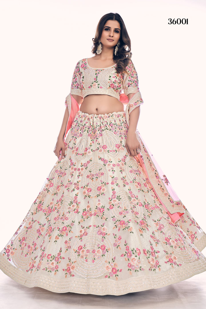 Designer Embroidered Lehenga Choli Set | Soft Net Lehenga for Women