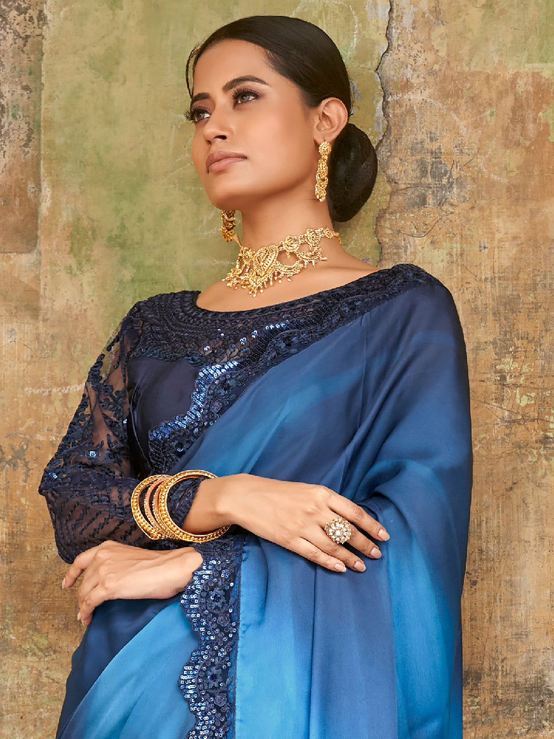 Vibrant color luxurious fabric exclusive attire crafted for elegance and style.