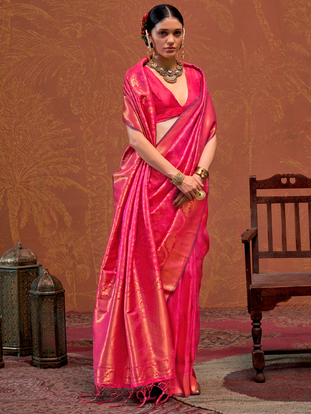 Vibrant color luxurious fabric exclusive attire crafted for elegance and style.