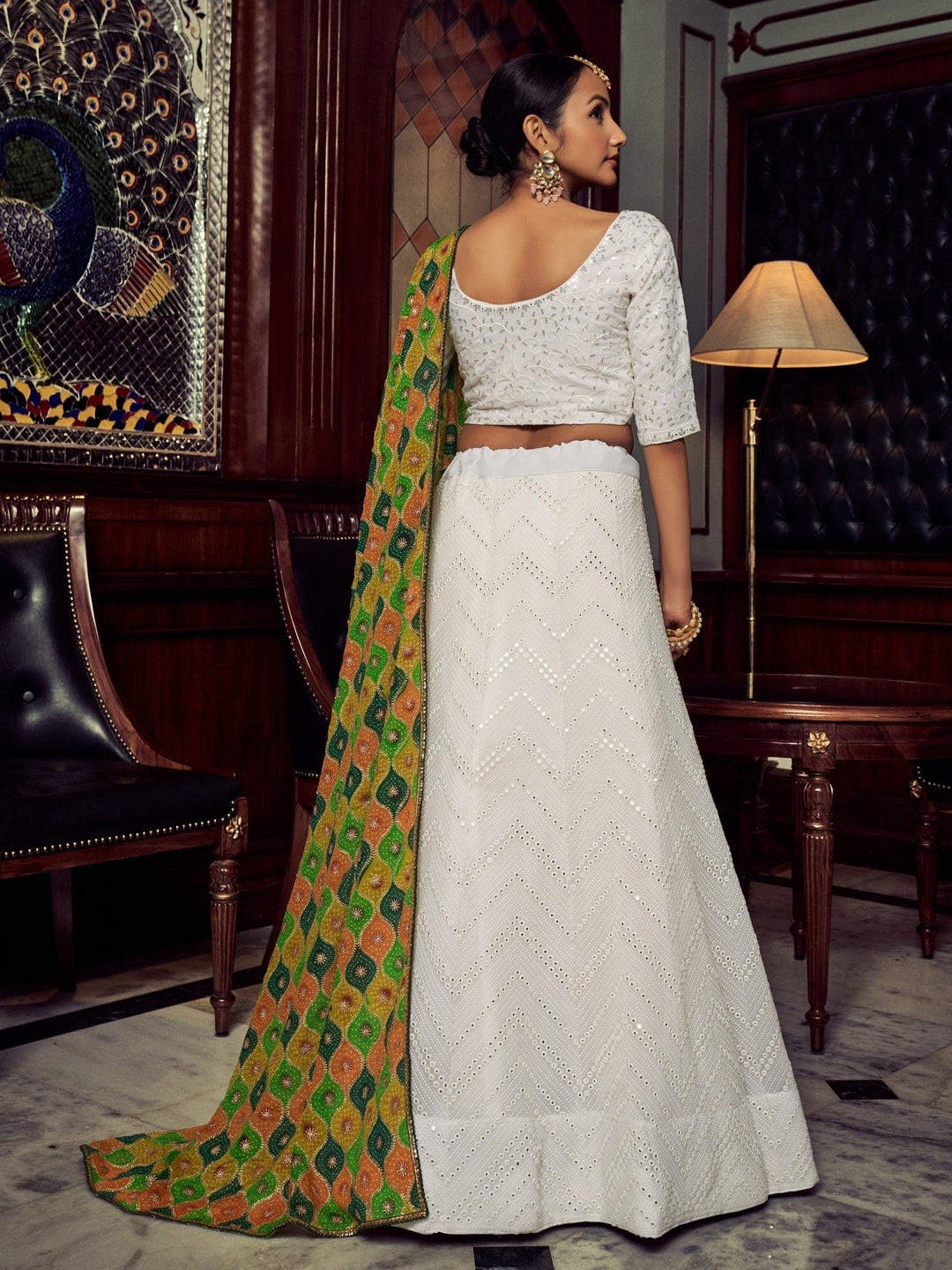 Stunning White Embroidered Lehenga Choli | Bridal Wear Lehenga Set