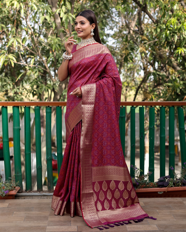 Designer saree in deep maroon, lightweight and soft, perfect for easy draping and comfort during events.