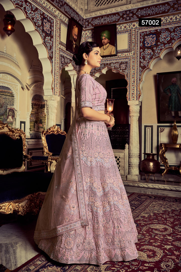 Pink Georgette Embroidered Lehenga | With Soft Net Dupatta for Weddings