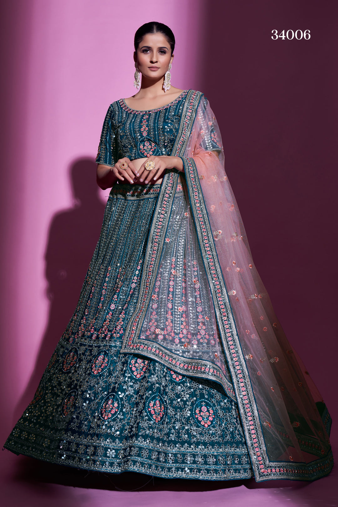 Crepe Lehenga with Sequins & Mirror Work | Elegant Ethnic Wear for Women