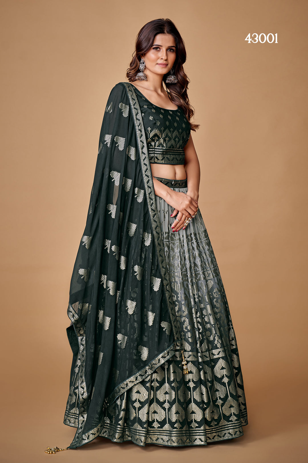 Black Georgette Lehenga Choli | Sequins Work for Weddings & Parties