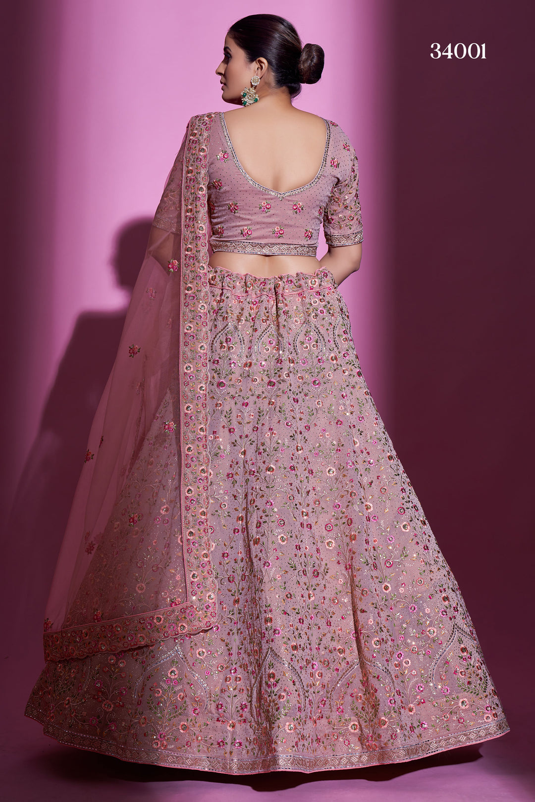 Mauve Georgette Lehenga | Swarovski Embellished Net Lehenga for Special Occasions