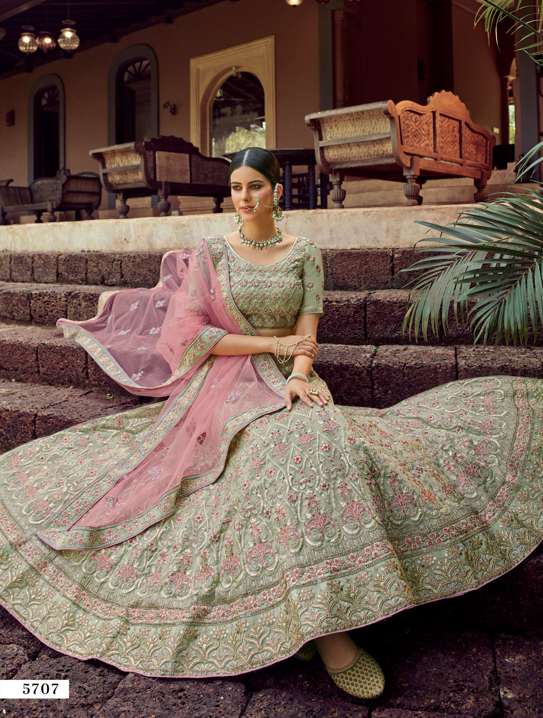 Elegant Green Lehenga | Gota & Resham Work for Weddings & Celebrations