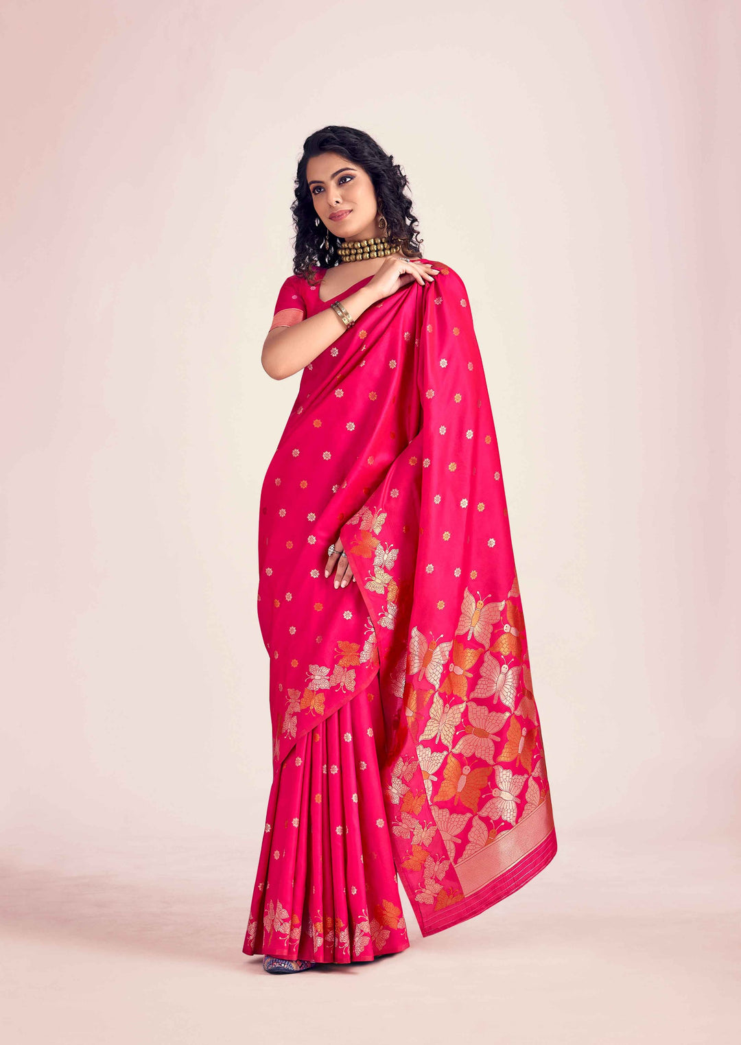 Elegant Banarasi Silk Saree | Luxurious Zari Border Traditional Indian Style