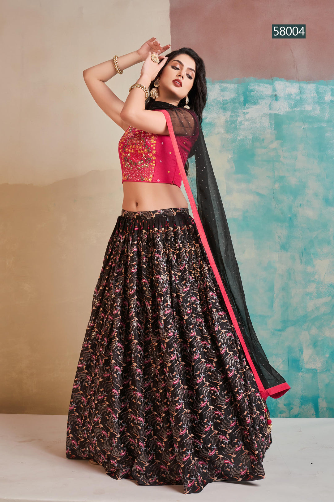 Digital Print Chinon Lehenga | Elegant Festive Wear with Georgette Dupatta