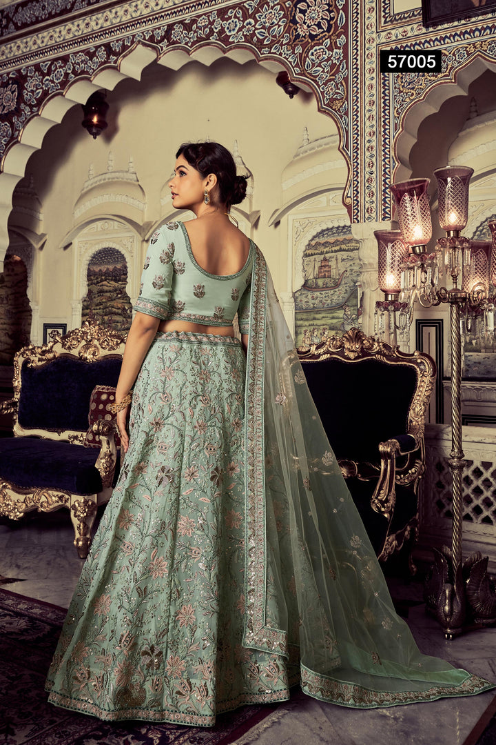 Pista Green Georgette Lehenga | Soft Net Dupatta Indian Lehenga Choli