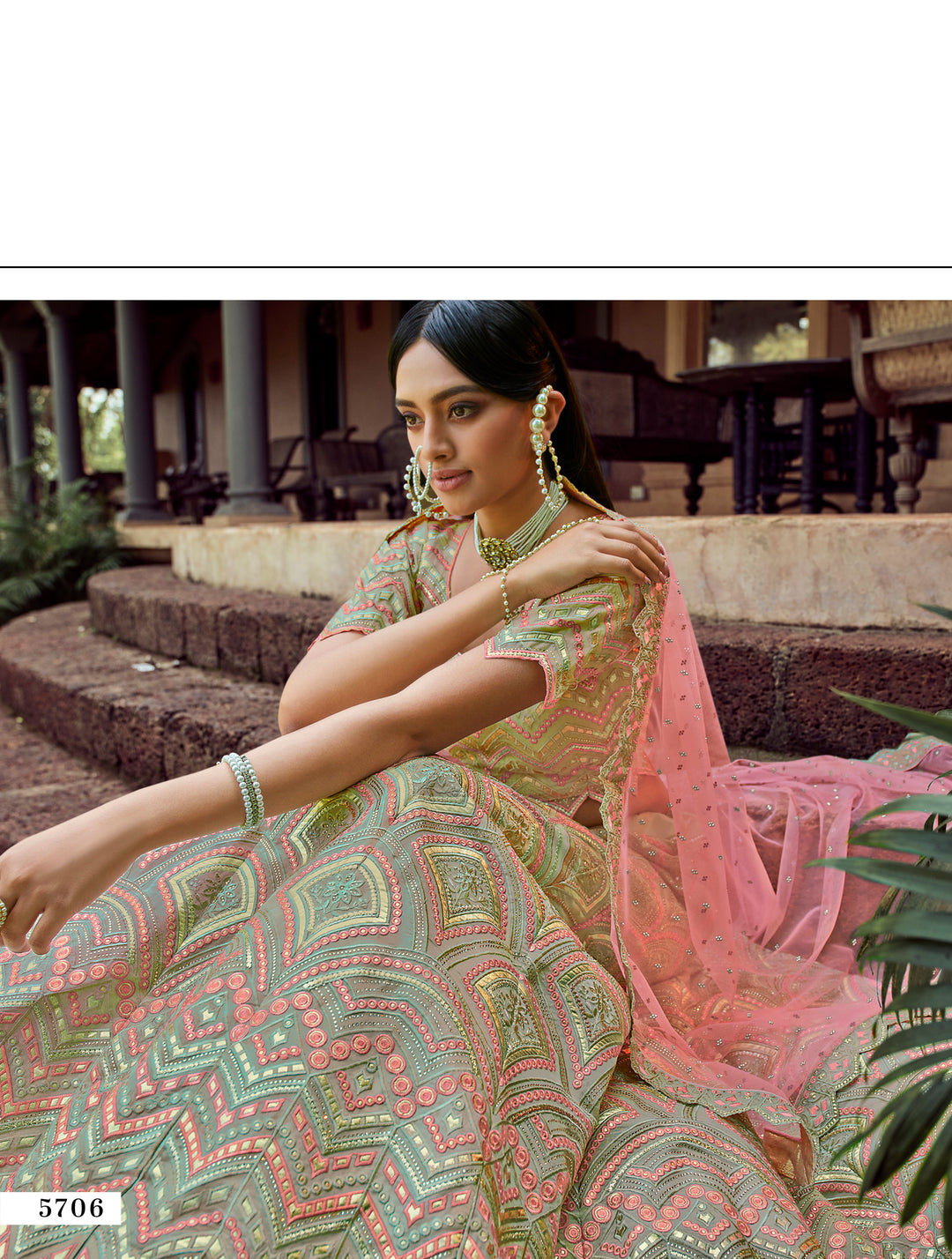 Gorgeous Green Organza Lehenga | Embellished with Gota & Resham Work