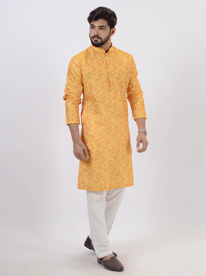 Timeless mustard kurta set for men, perfect for weddings and cultural celebrations.