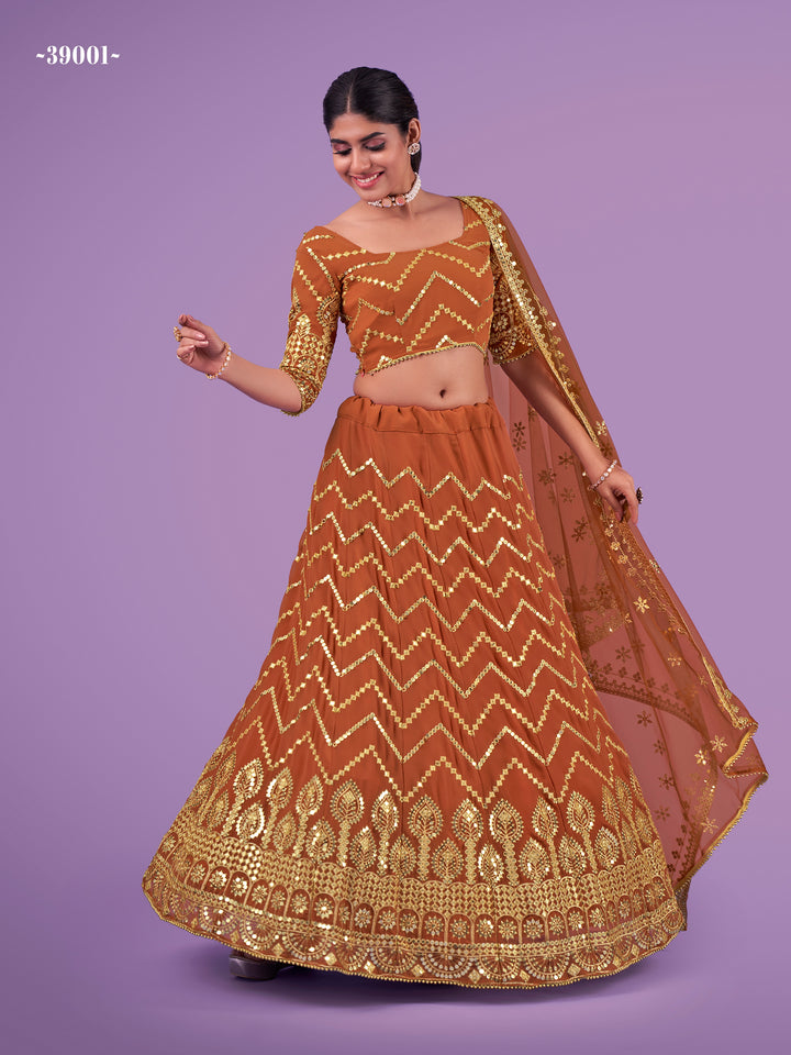 Elegant Orange Festive Lehenga Choli | Perfect for Festival Celebrations