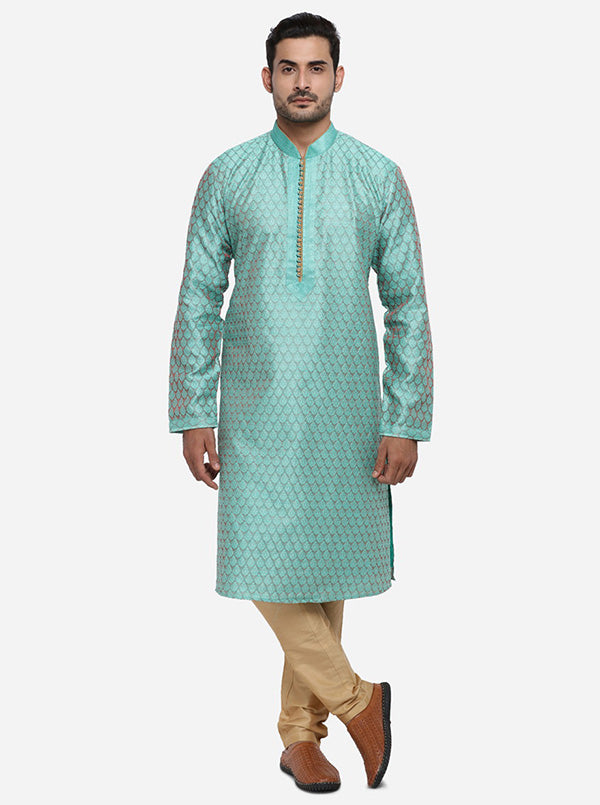 Sea green kurta set with self-design, ideal for various occasions in the USA.