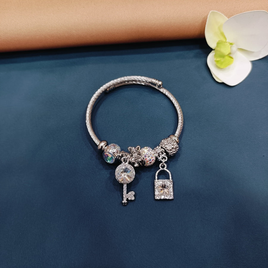 Glamorous Pandora bracelet with colorful enamel charms, ideal for brightening up any outfit.