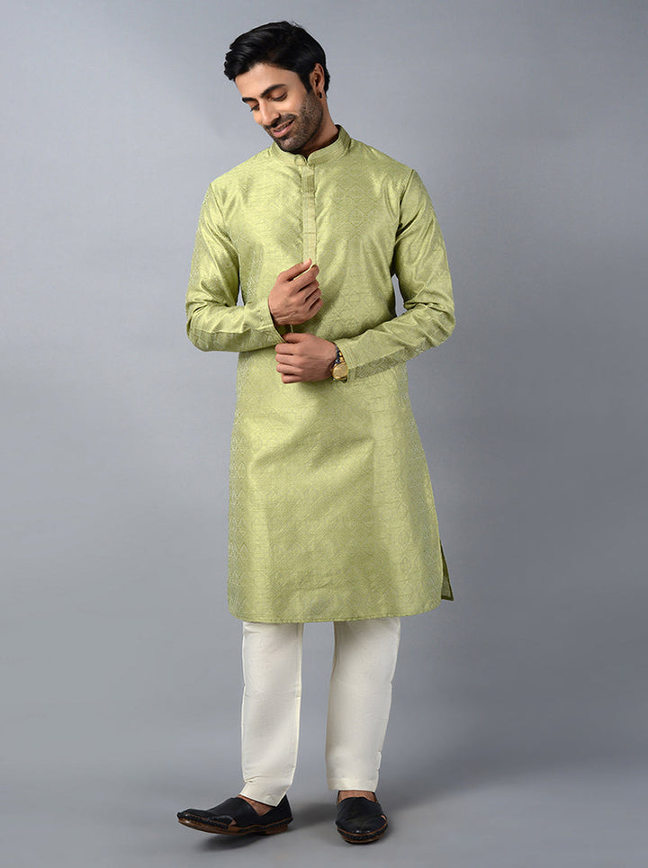 Step into style with our beautifully crafted green jacquard kurta set, perfect for special occasions.