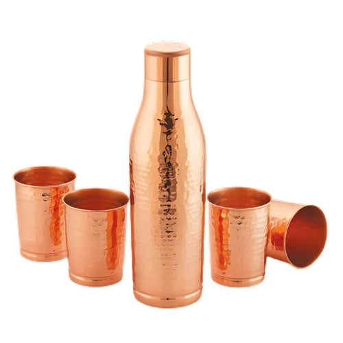 Amulya Copper Water Bottle 1000 ml with Glass Set | Ayurvedic Health Benefits