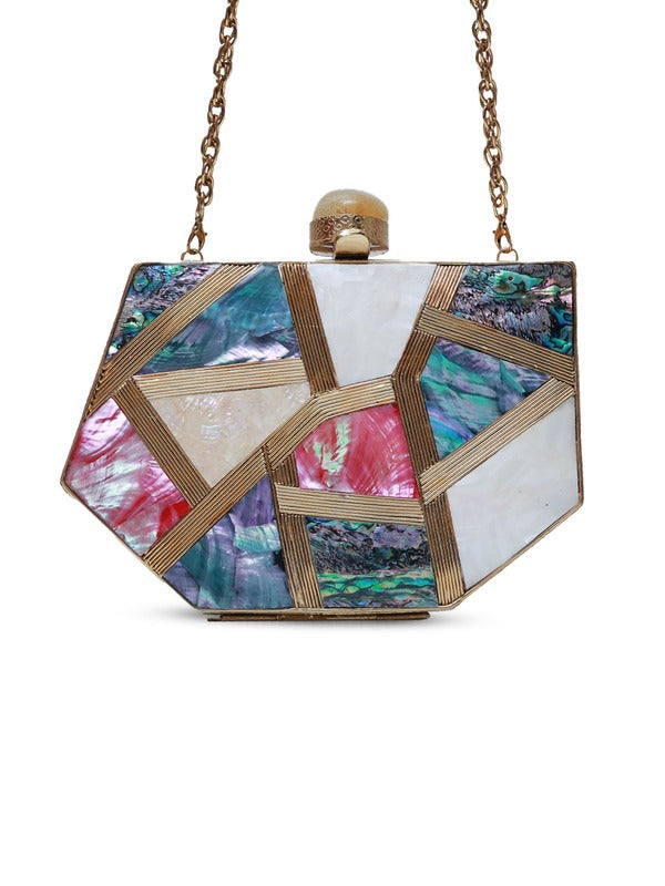 Emily Multicolor Mother of Pearl Clutch | Contemporary Flair Design