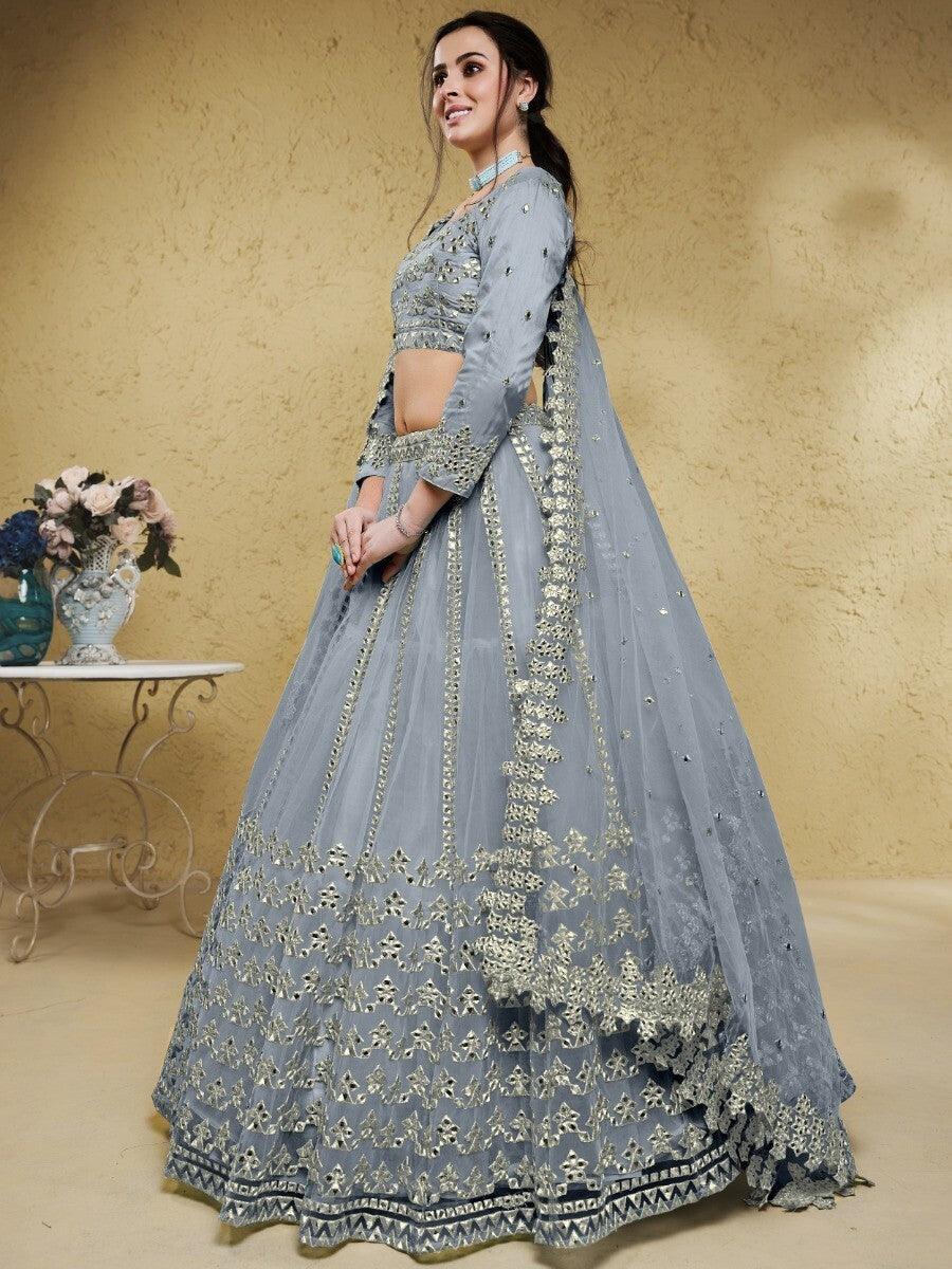 Exquisite Grey Lehenga Choli | Foil Work & Dupatta for Weddings