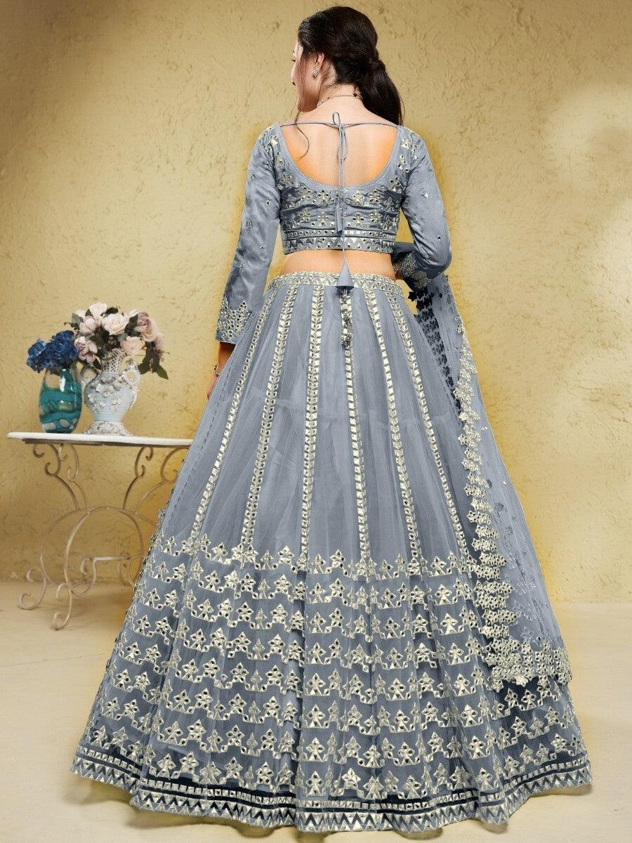 Exquisite Grey Lehenga Choli | Foil Work & Dupatta for Weddings