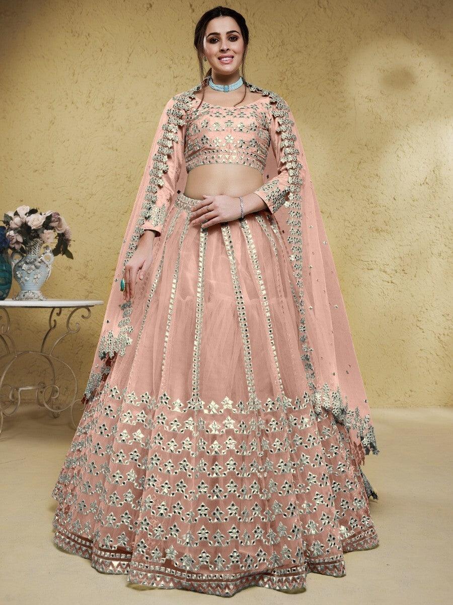 Designer Pink Lehenga Choli | Net Fabric with Foil Work for Parties