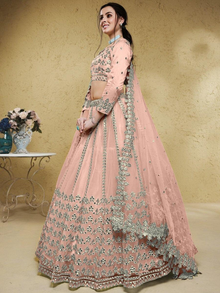 Designer Pink Lehenga Choli | Net Fabric with Foil Work for Parties